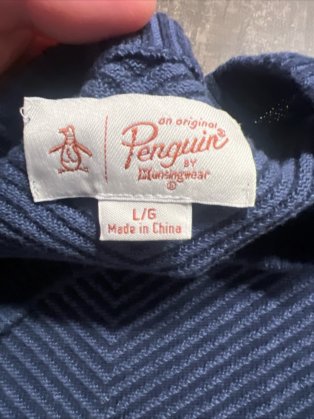 Original Penguin by Munsingwear Navy Chevron Sweater - L/G